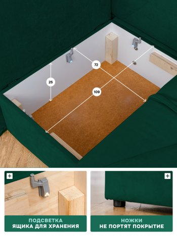 Диван 1010 изумруд, правый (BRENDOSS) в Урае - uraj.mebel-e96.ru