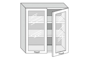 19.80.4  Грейс Шкаф настенный с двумя стекл. дверцами h 913 в Урае - uraj.mebel-e96.ru | фото