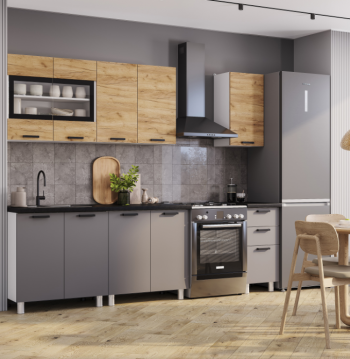 Кухонный гарнитур 2000 мм Крафт тип 2 (БТС) в Урае - uraj.mebel-e96.ru
