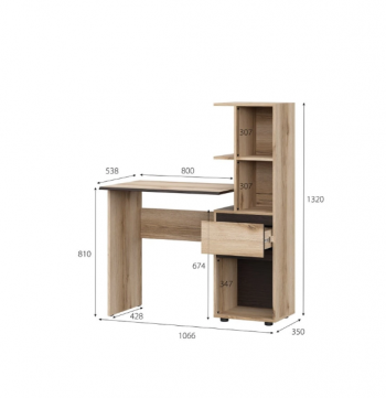 Стол письменный с надстройкой Берген (МИ) в Урае - uraj.mebel-e96.ru