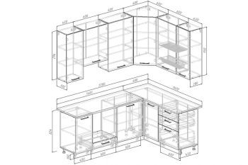 Угловой кухонный гарнитур Трансильвания 2200*1600 мм Sanvut в Урае - uraj.mebel-e96.ru