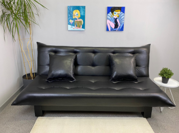 Диван-кровать Поло Стайл экокожа Sunny Black в Урае - uraj.mebel-e96.ru