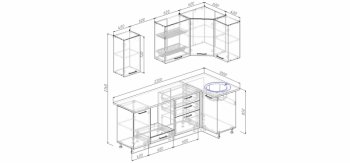 Угловой кухонный гарнитур Муссон 2200*1000 мм в Урае - uraj.mebel-e96.ru
