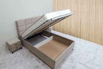 Кровать с подъемным механизмом Мега беж (Лин) в Урае - uraj.mebel-e96.ru