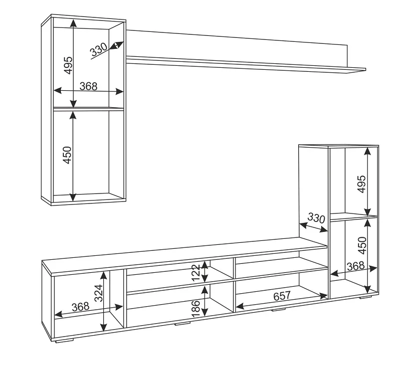 Стенка Альфа графит (Риннер) в Урае - uraj.mebel-e96.ru