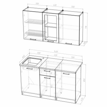 Кухонный гарнитур Алина медиум 1400 мм (Герда) в Урае - uraj.mebel-e96.ru