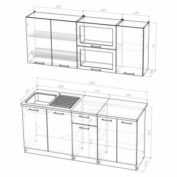 Кухонный гарнитур Алина макси 1800 мм (Герда) в Урае - uraj.mebel-e96.ru