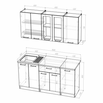 Кухонный гарнитур Алина стандарт 1600 мм (Герда) в Урае - uraj.mebel-e96.ru