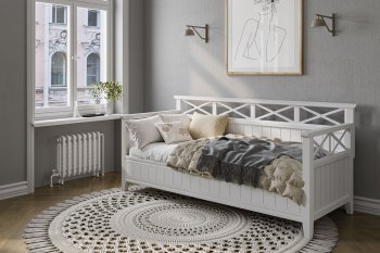 Кровать из массива Амелия белый античный (БМ) в Урае - uraj.mebel-e96.ru