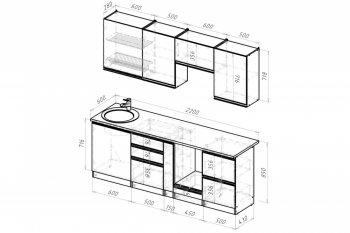 Кухонный гарнитур Амели компакт 2200 мм (Герда) в Урае - uraj.mebel-e96.ru