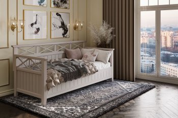 Кровать из массива Амелия льняной (БМ) в Урае - uraj.mebel-e96.ru