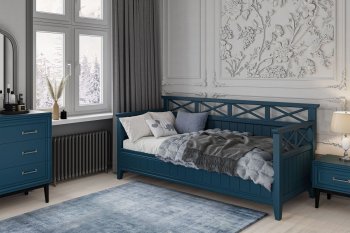 Кровать из массива Амелия сапфир без ящиков (БМ) в Урае - uraj.mebel-e96.ru