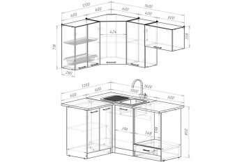 Кухонный гарнитур Антика мега прайм 1200х1600 мм (Герда) в Урае - uraj.mebel-e96.ru