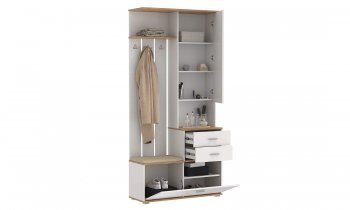 Шкаф для прихожей 65.08 Антре с зеркалом вотан/белый (Олмеко) в Урае - uraj.mebel-e96.ru
