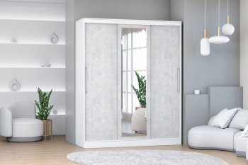 Шкаф-купе 1700 мм 3-х дверный с 1-м зеркалом (арт. 012) белый/цемент (Диал) в Урае - uraj.mebel-e96.ru