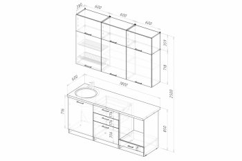 Кухонный гарнитур Асая макси 1800 мм (Герда) в Урае - uraj.mebel-e96.ru