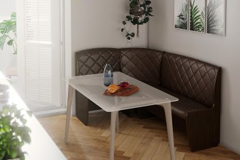 Кухонный уголок Барон 2 стандарт (скамья), эко кожа коричневая/ЛДСП венге (ТМК) в Урае - uraj.mebel-e96.ru
