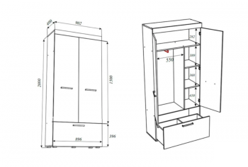 Шкаф Бастон 900 мм (Эра) в Урае - uraj.mebel-e96.ru