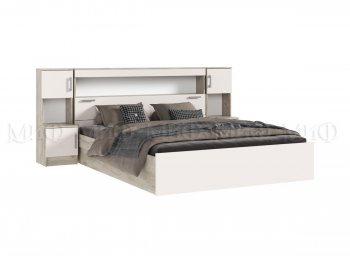 Кровать Бася 1600 мм с надстройкой и тумбами крафт/кашемир (Миф) в Урае - uraj.mebel-e96.ru
