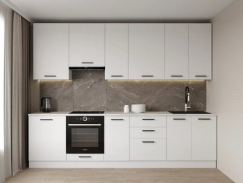 Кухонный гарнитур высокий Белый глянец 3000 мм МДФ (Санвут) в Урае - uraj.mebel-e96.ru