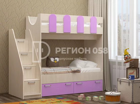 Двухъярусная кровать Бемби-11 МДФ (Регион) в Урае - uraj.mebel-e96.ru