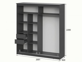 Шкаф-купе №25 2000 мм Блэк ЛАЙТ графит (СВ) в Урае - uraj.mebel-e96.ru