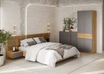Спальный гарнитур Бостон Лайт серый (Стиль) в Урае - uraj.mebel-e96.ru