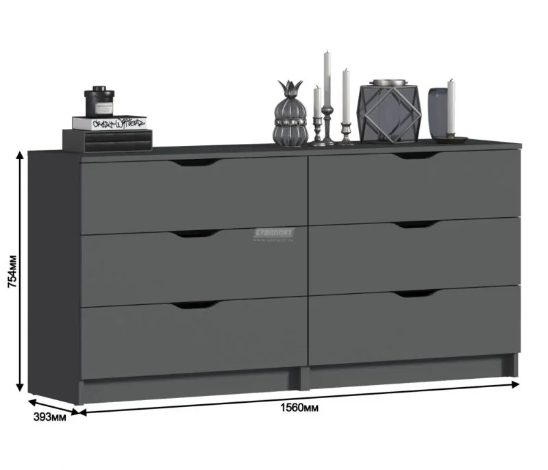 Комод Бруклин СБ-3252/1 (Диамант серый) (СП) в Урае - uraj.mebel-e96.ru