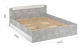 Кровать Чикаго 160 с ламелью Ателье светлый/белый (Имп) в Урае - uraj.mebel-e96.ru