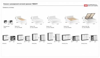 Спальный гарнитур Чикаго модульный, антрацит/белый (Имп) в Урае - uraj.mebel-e96.ru