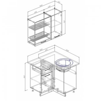 Кухонный гарнитур угловой Дели 1000*1000 (Sanvut) в Урае - uraj.mebel-e96.ru