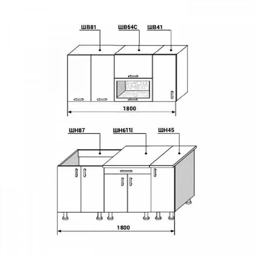 Кухонный гарнитур Диана-4У Лофт 1800 мм в Урае - uraj.mebel-e96.ru