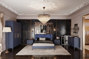 Спальный гарнитур Джали модульный, Тёмно-Лазурный (БМ) в Урае - uraj.mebel-e96.ru