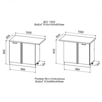 ДУСЯ Шкаф нижний ДСУ1000 угловой УНИ (100*842мм) в Урае - uraj.mebel-e96.ru | фото