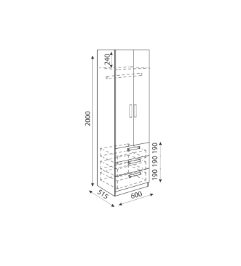 Шкаф 600 мм с ящиками Дуглас М04 (Риннер) в Урае - uraj.mebel-e96.ru