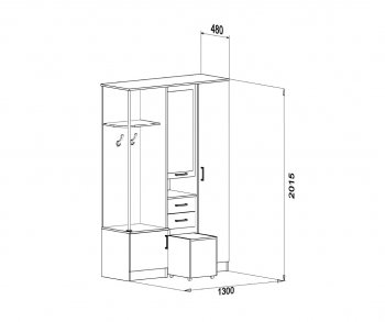 Прихожая Дуся 1.3 УНИ (ДСВ) в Урае - uraj.mebel-e96.ru