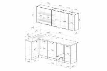 Кухонный гарнитур Дюна прайм 2 400 1100х2000 мм (ПМ) (Герда) в Урае - uraj.mebel-e96.ru