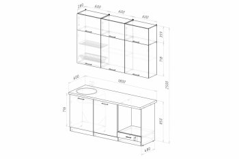 Кухонный гарнитур Дюна макси 2 1800 мм (Посудомойка) (Герда) в Урае - uraj.mebel-e96.ru