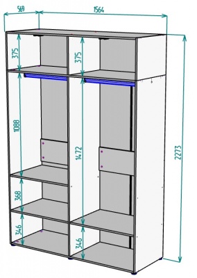 Шкаф 1564 мм Erik H313 + Антресоль HA4 (Графит) в Урае - uraj.mebel-e96.ru