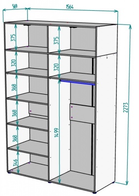 Шкаф 1564 мм Erik H318 + Антресоль HA4 (Графит) в Урае - uraj.mebel-e96.ru