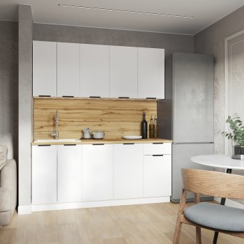 КУхонный гарнитур Эстетик 1800 мм белый (Сурская) в Урае - uraj.mebel-e96.ru