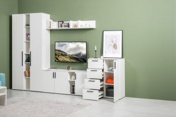 Стенка Эйр комп 1, белый (Моби) в Урае - uraj.mebel-e96.ru