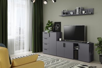 Стенка Эйр модульная, графит (Моби) в Урае - uraj.mebel-e96.ru
