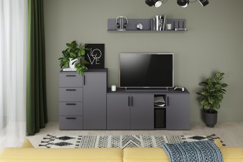 Стенка Эйр комп.1, графит (Моби) в Урае - uraj.mebel-e96.ru