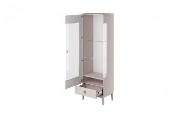Шкаф-витрина, ШР-1 (левый) Фарго льняной (БМ) в Урае - uraj.mebel-e96.ru