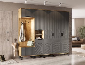 Прихожая Флэш крафт/графит модульная (Миф) в Урае - uraj.mebel-e96.ru