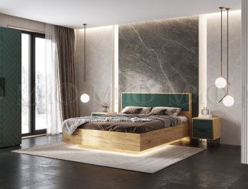 Кровать парящая Флэш крафт/грин (Миф) в Урае - uraj.mebel-e96.ru
