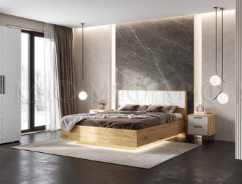 Кровать парящая Флэш крафт/белый (Миф) в Урае - uraj.mebel-e96.ru