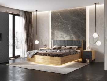 Кровать парящая Флэш крафт/графит(Миф) в Урае - uraj.mebel-e96.ru