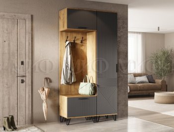 Прихожая Флэш комп. 3, крафт/графит (Миф) в Урае - uraj.mebel-e96.ru